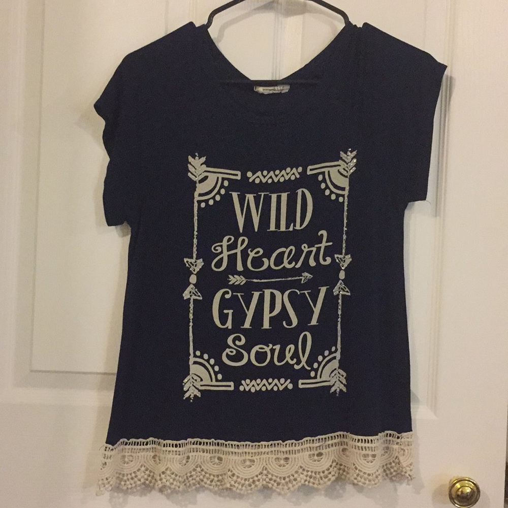 Dark blue moonchild shirt.